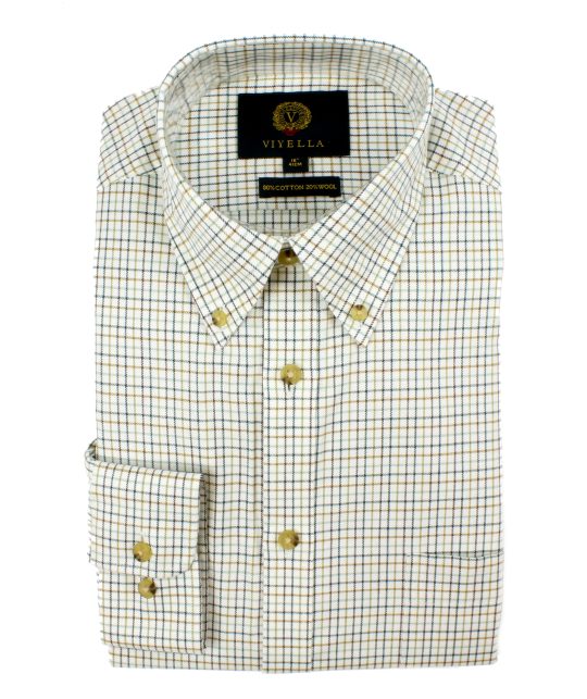 Viyella 80/20 Forest Green Mini Tattersall Check Classic Fit Shirt with ...