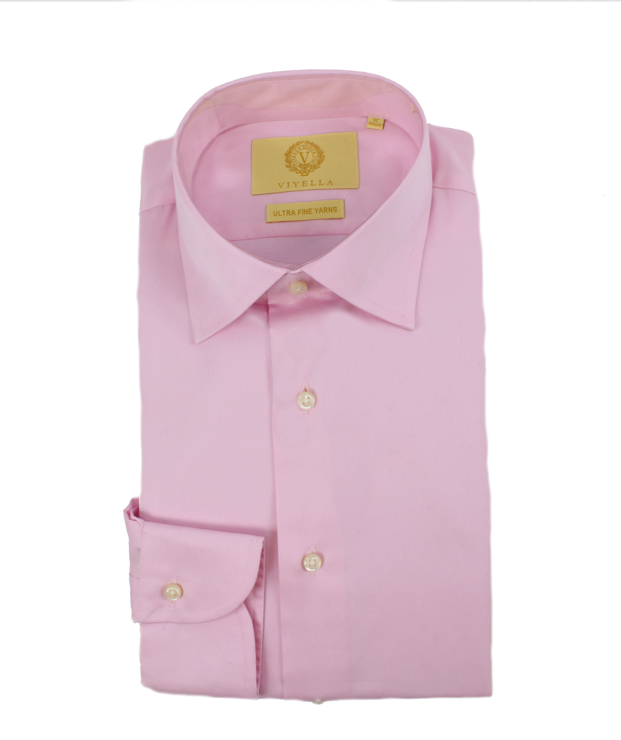 Viyella Plain Pink Tailored Fit Cotton Formal Shirt - Viyella